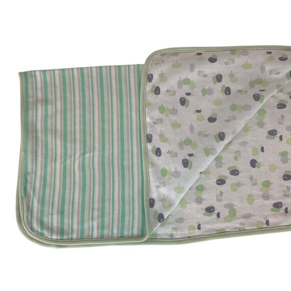 Gymboree Knit Baby Blanket Reversible Mint Green Stripe Polar Bear Trees 2017 - Picture 6 of 7